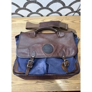 Duluth Pack Messenger Weekender Duffle Travel Bag Canvas Leather Blue